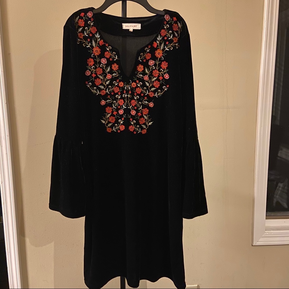 Solitaire Bohemian Black Velvet Dress